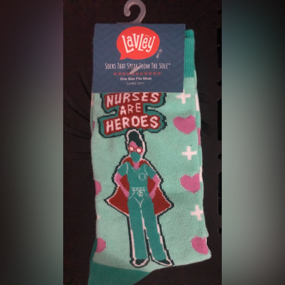 Nurses gift! ‘Nurses Are Heroes' Mint & Pink Novelty Socks